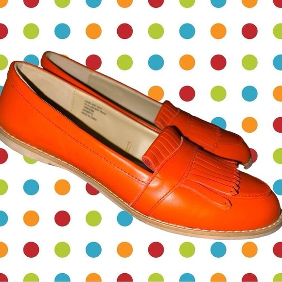 Janie and Jack orange loafers with fringe style design on top. Ntn! - Picture 5 of 11
